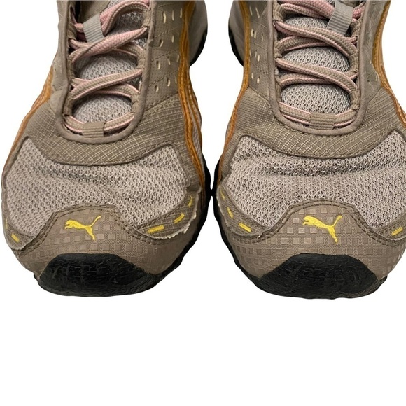 Puma Tan Pink Mesh Running Sneakers Sz 10 Preowned - Picture 5 of 11